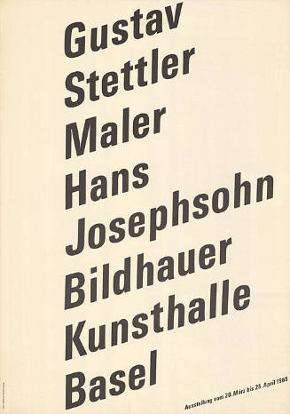 Gustav Stettler, Hans Josephsohn, Kunsthalle Basel