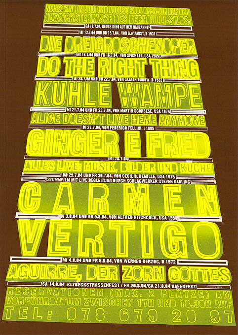 Neues Kino im Juli und August 2004, Open-Air auf der Aussichtsterrasse des Bernoulli-Silos