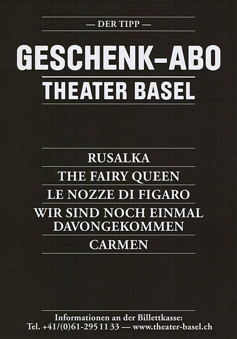 Geschenk-Abo, Theater Basel