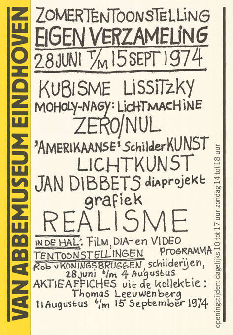 Zomertentoonstelling, Eigen Verzameling 1974, Van Abbemuseum Eindhoven