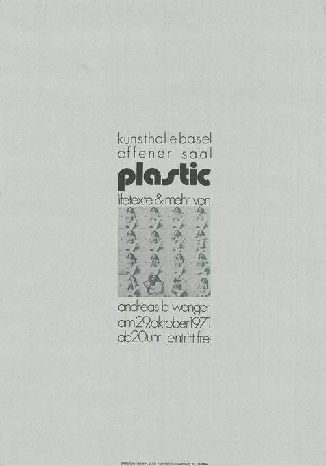 Andreas B. Wenger, Plastic, Kunsthalle Basel, offener Saal