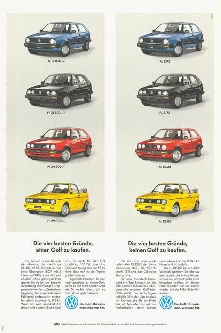 Die vier besten Gründe, einen Golf zu kaufen. Die vier besten Gründe keinen Golf zu kaufen. VW,