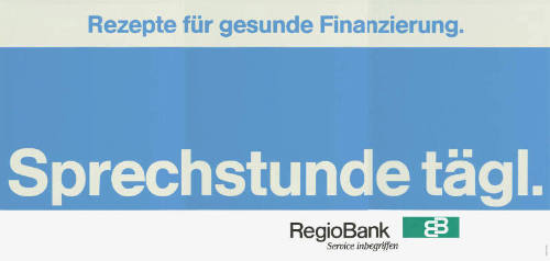 Rezepte für gesunde Finanzierung. Sprechstunde tägl. RegioBank