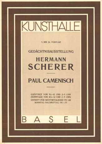Gedächtnisausstellung Hermann Scherer, Paul Camenisch, Kunsthalle Basel