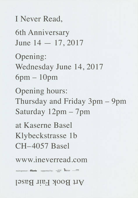 I Never Read, Art Book Fair Basel
