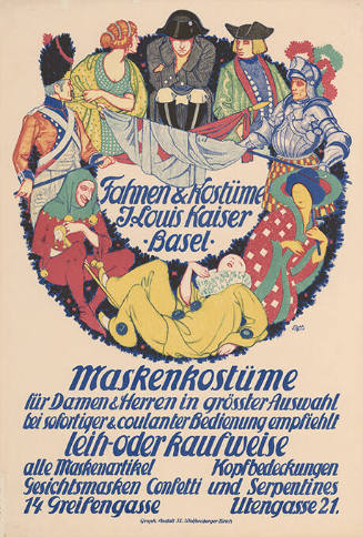 Fahnen & Kostüme, J. Louis Kaiser, Basel, Maskenkostüme […] leih- oder kaufweise