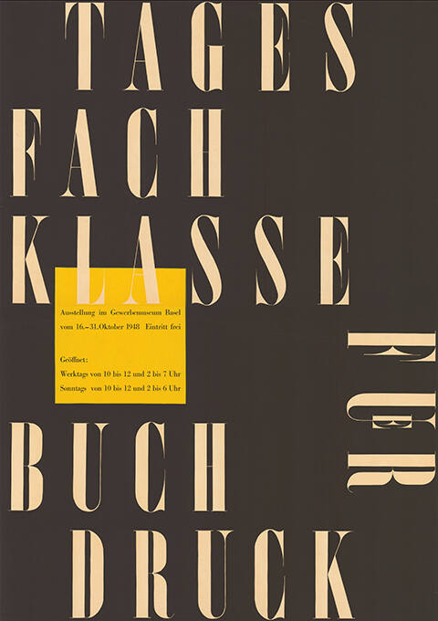 Tagesfachklasse für Buchdruck, Gewerbemuseum Basel