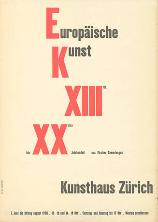 Europäische Kunst, XIIItes bis XXstes Jahrhundert aus Züricher Sammlungen, Kunsthaus Zürich