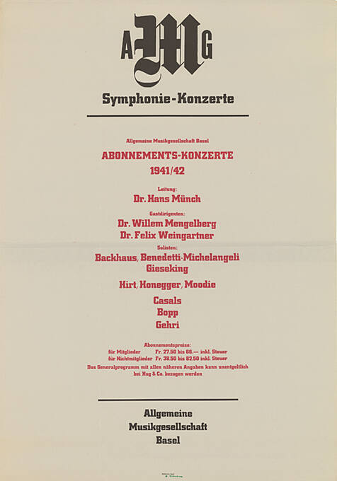 AMG, Symphonie-Konzerte, 1941/42