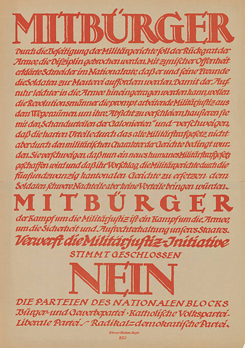 Mitbürger […] verwerft die Militärjustiz-Initiative