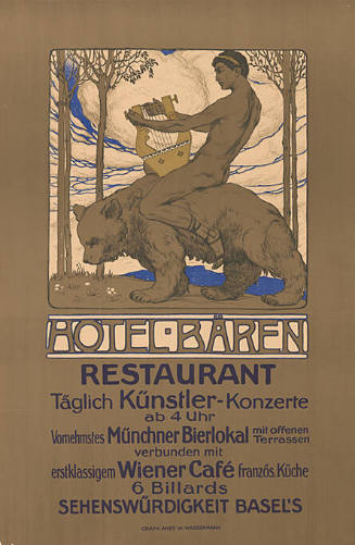 Hotel Bären, Restaurant […] Künstler-Konzerte[…] Münchner Bierlokal […] Wiener Café […] Sehenswürdigkeit Basel's