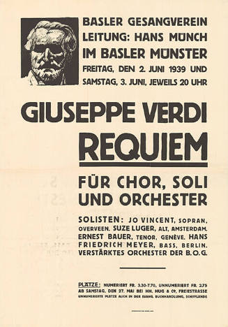 Requiem, für Chor, Soli und Orchester, Giuseppe Verdi, Basler Gesangverein, Leitung Hans Münch, im Basler Münster
