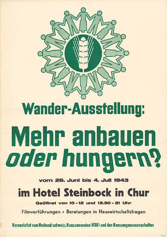 Wander-Ausstellung: Mehr anbauen oder hungern? Im Hotel Steinbock, Chur
