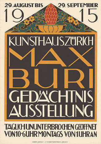 Max Buri, Gedächtnis-Ausstellung, Kunsthaus Zürich