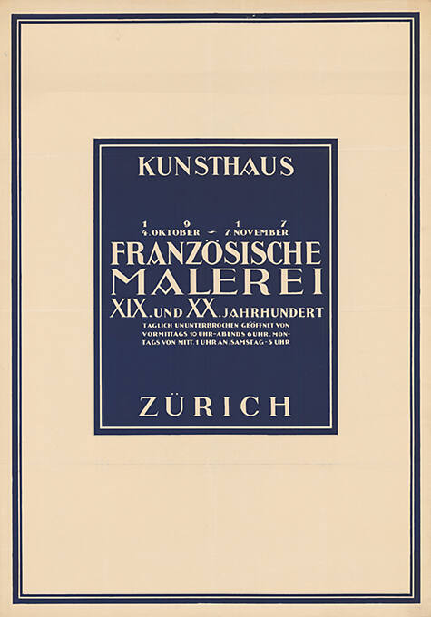 Französische Malerei XIX. und XX. Jahrhundert, Kunsthaus Zürich
