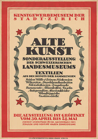 Alte Kunst, Sonderausstellung des Schweizerischen Landesmuseums, Textilien, Kunstgewerbemuseum der Stadt Zürich