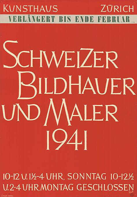 Schweizer Bildhauer und Maler 1941, Kunsthaus Zürich