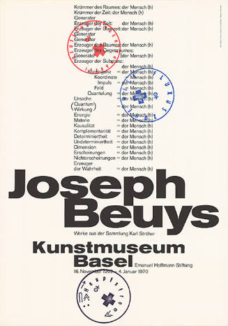 Joseph Beuys, Werke aus der Sammlung Karl Ströher, Kunstmuseum Basel