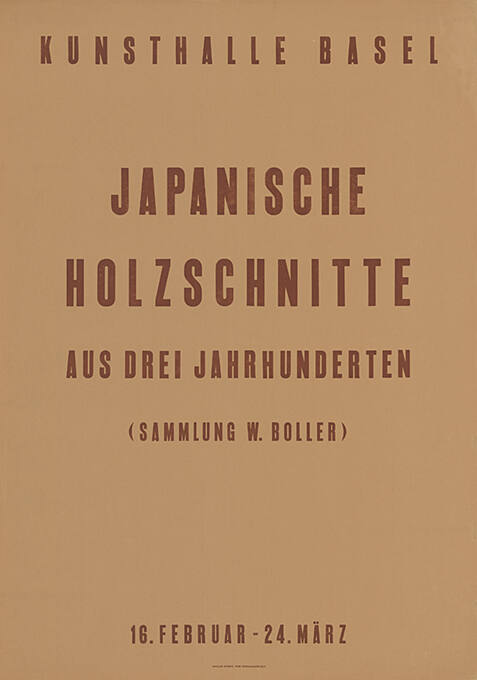 Japanische Holzschnitte aus drei Jahrhunderten, Sammlung W. Boller, Kunsthalle Basel
