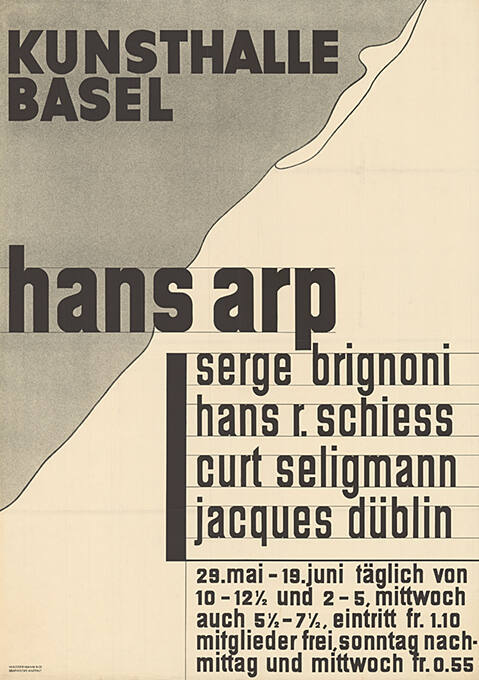 Hans Arp, Serge Brignoni, Hans Schiess, Curt Seligmann, Jacques Düblin, Kunsthalle Basel