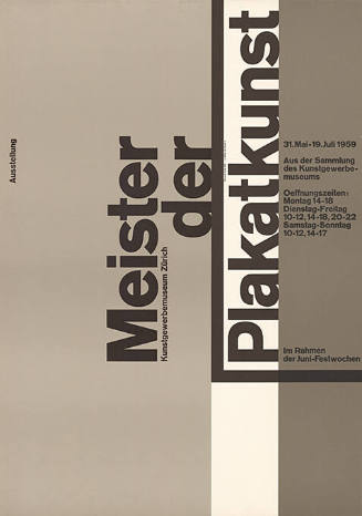 Meister der Plakatkunst, Kunstgewerbemuseum Zürich