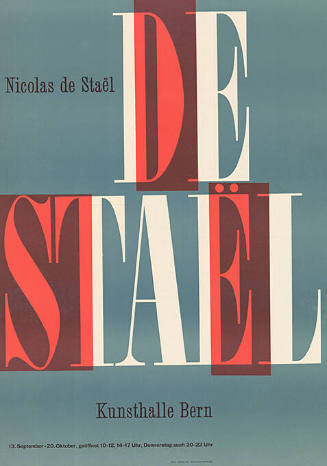 Nicolas de Stael, Kunsthalle Bern