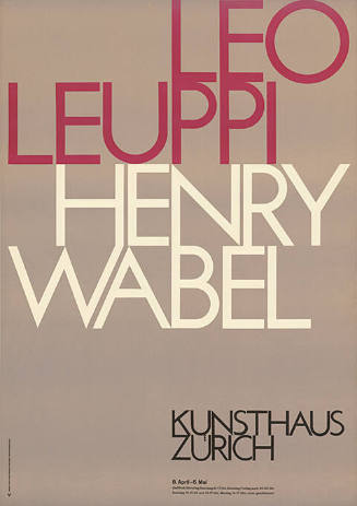 Leo Leuppi, Henry Wabel, Kunsthaus Zürich