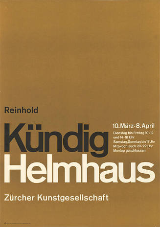 Reinhold Kündig, Helmhaus Zürich