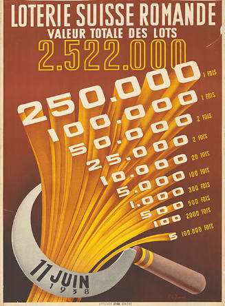 Loterie Suisse Romande, valeur totale des lots 2.522.000
