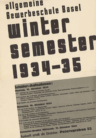 Allgemeine Gewerbeschule Basel, Wintersemester 1934–35