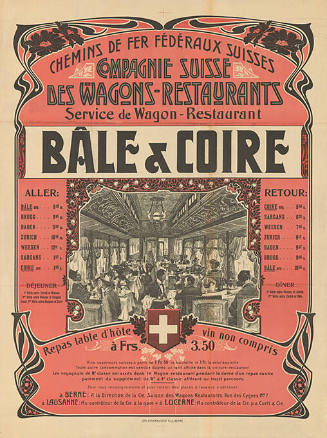 Compagnie Suisse Des Wagons-Restaurants, Bâle & Coire