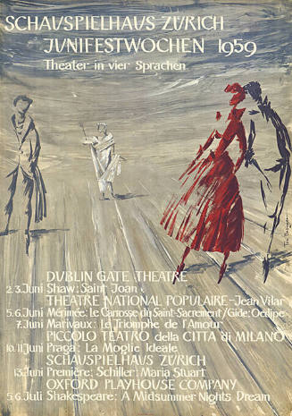 Junifestwochen 1959, Theater in vier Sprachen, Schauspielhaus Zürich