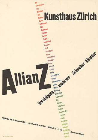 Allianz, Vereinigung moderner Schweizer Künstler, Kunsthaus Zürich