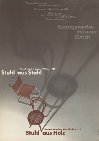 Stuhl aus Stahl, Metallmöbel in Europa 1925 bis 1940, Stuhl aus Holz, Bugholzmöbel aus Wien 1840 bis 1910, Kunstgewerbemuseum Zürich