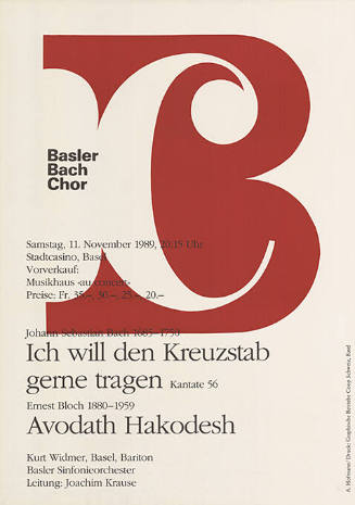 Ich will den Kreuzstab gerne tragen, Avodath Hakodesh, Basler Bach-Chor, Stadtcasino Basel