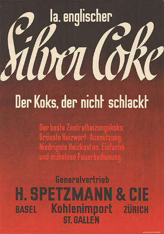 Ia. englischer Silver Coke, Der Koks, der nicht schlackt, Generalvertrieb H. Spetzmann & CIE