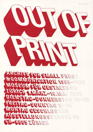 Out of print, Archive for small press & communication 1960–1980, Museum für Gestaltung, Zürich
