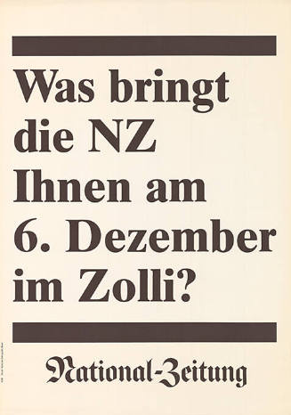Was bringt die NZ Ihnen am 6. Dezember im Zolli? National-Zeitung