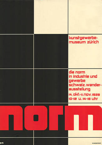 Norm, Die Norm in Industrie und Gewerbe, Schweiz. Wanderausstellung, Kunstgewerbemuseum Zürich