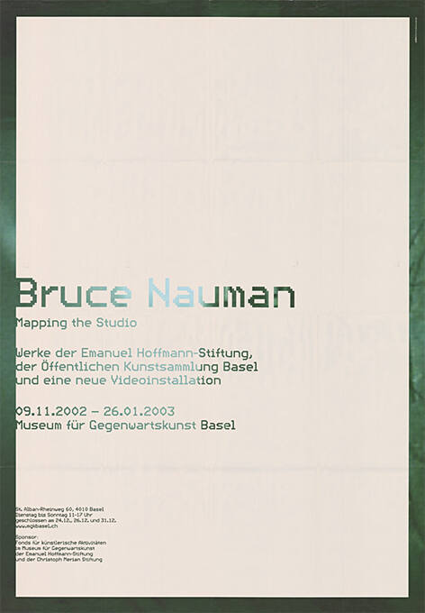 Bruce Nauman, Mapping the Studio, Museum für Gegenwartskunst Basel