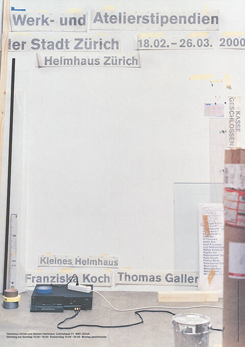 Werk- und Atelierstipendien der Stadt Zürich, Franziska Koch, Thomas Galler, Helmhaus Zürich
