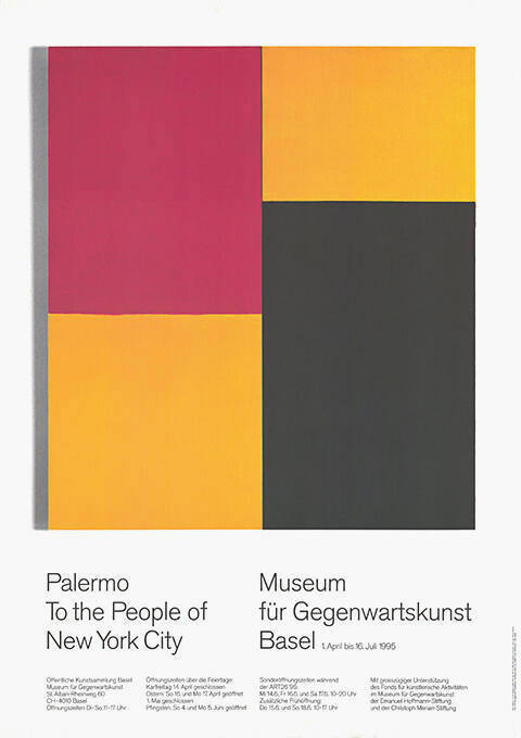 Palermo, To the People of New York City, Museum für Gegenwartskunst Basel