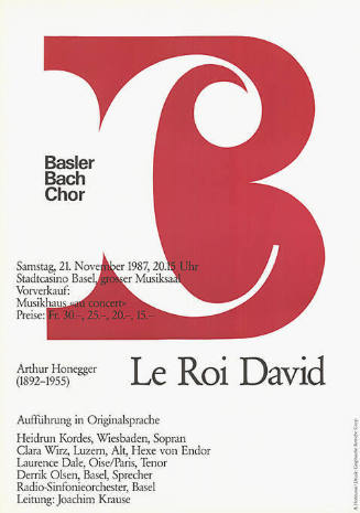 Le Roi David, Arthur Honegger, Basler Bach Chor, Stadtcasino Basel