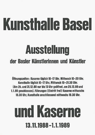 Ausstellung der Basler Künstlerinnen und Künstler, Kunsthalle Basel und Kaserne