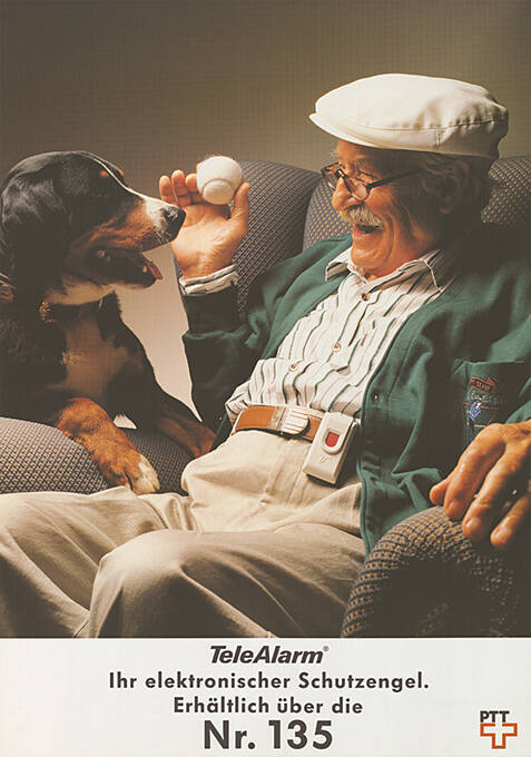 Telealarm: Ihr elektronischer Schutzengel. Erhältlich über die Nr. 135
