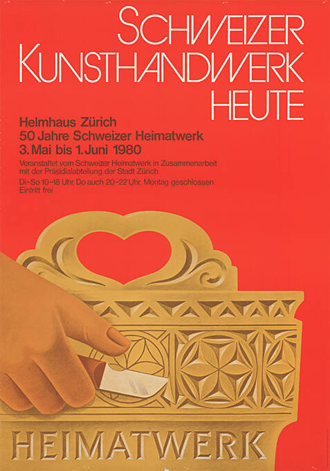 Schweizer Kunsthandwerk heute, 50 Jahre Schweizer Heimatwerk, Helmhaus Zürich