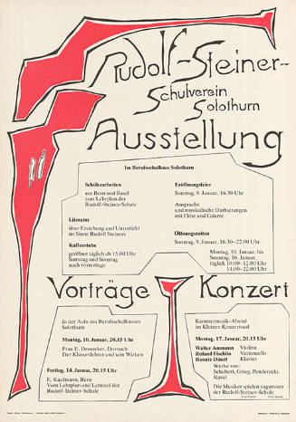 Rudolf-Steiner-Ausstellung, Schulverein Solothurn, Vorträge, Konzert