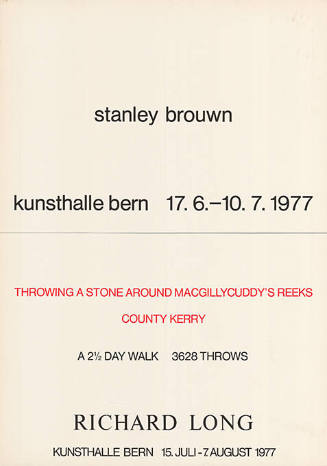 Stanley Brouwn, Richard Long, Kunsthalle Bern