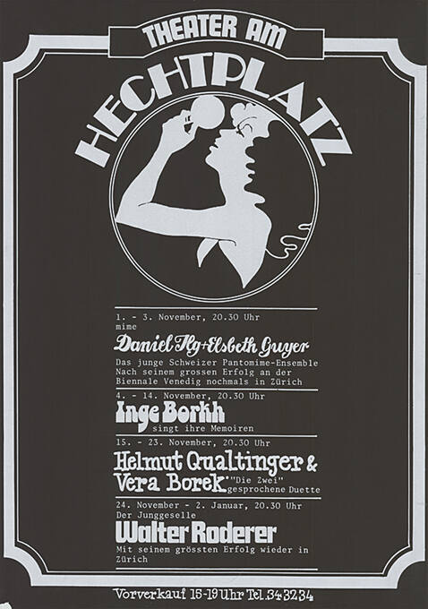 Theater am Hechtplatz, Daniel Ilg + Elsbeth Gyger, Inge Borkh, Helmut Qualtinger & Vera Borek, Walter Roderer
