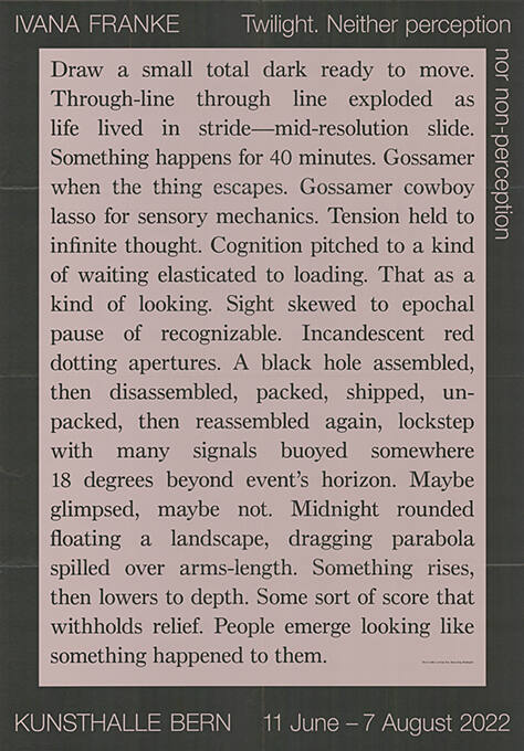 Ivana Franke, Kunsthalle Bern
